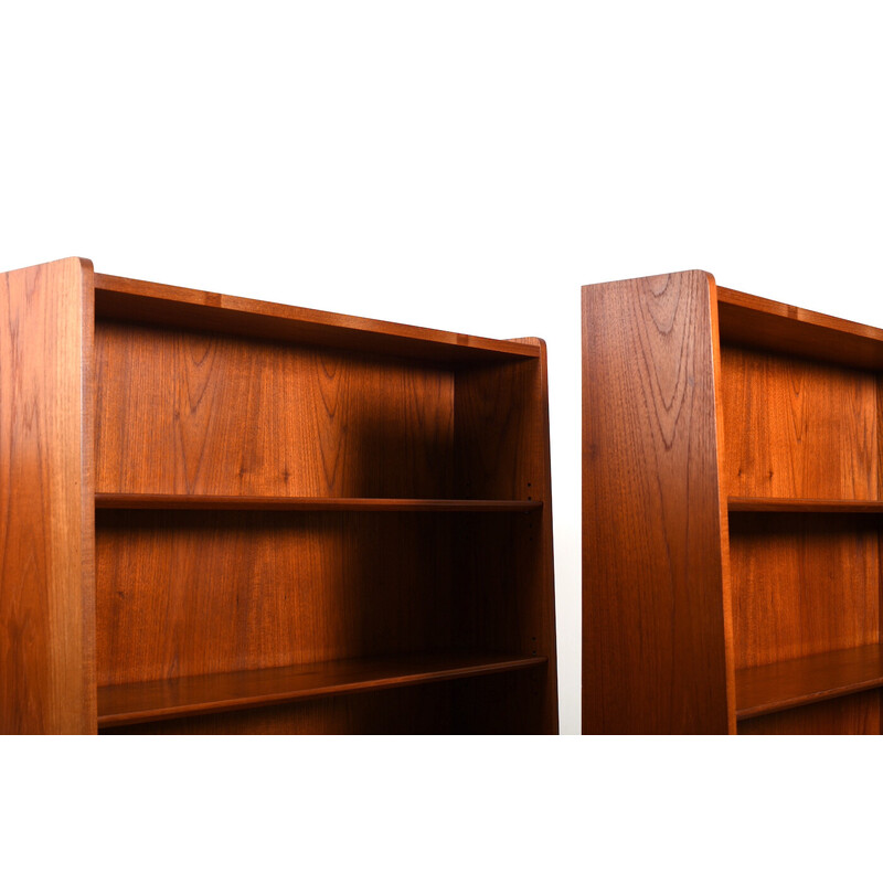 Pair of vintage Danish bookcases in teak by Johannes Sorth for Nexø Møbelfabrik, 1960s