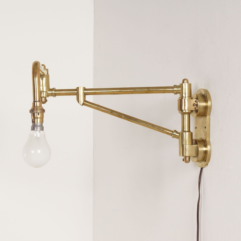 Industrial Brass Machine Workbench Lamp - 1930s