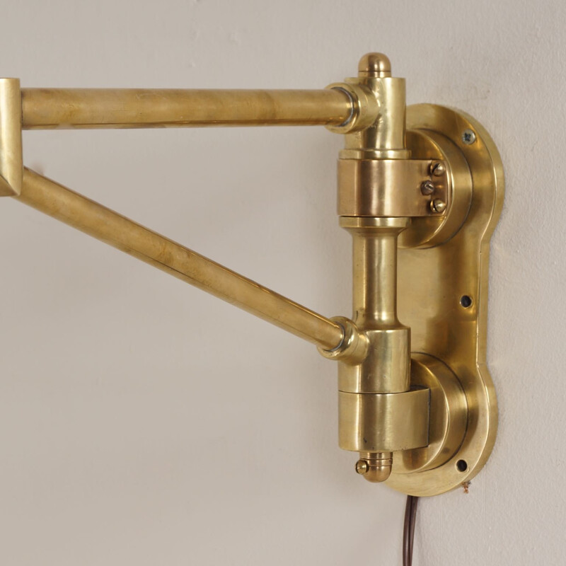 Industrial Brass Machine Workbench Lamp - 1930s