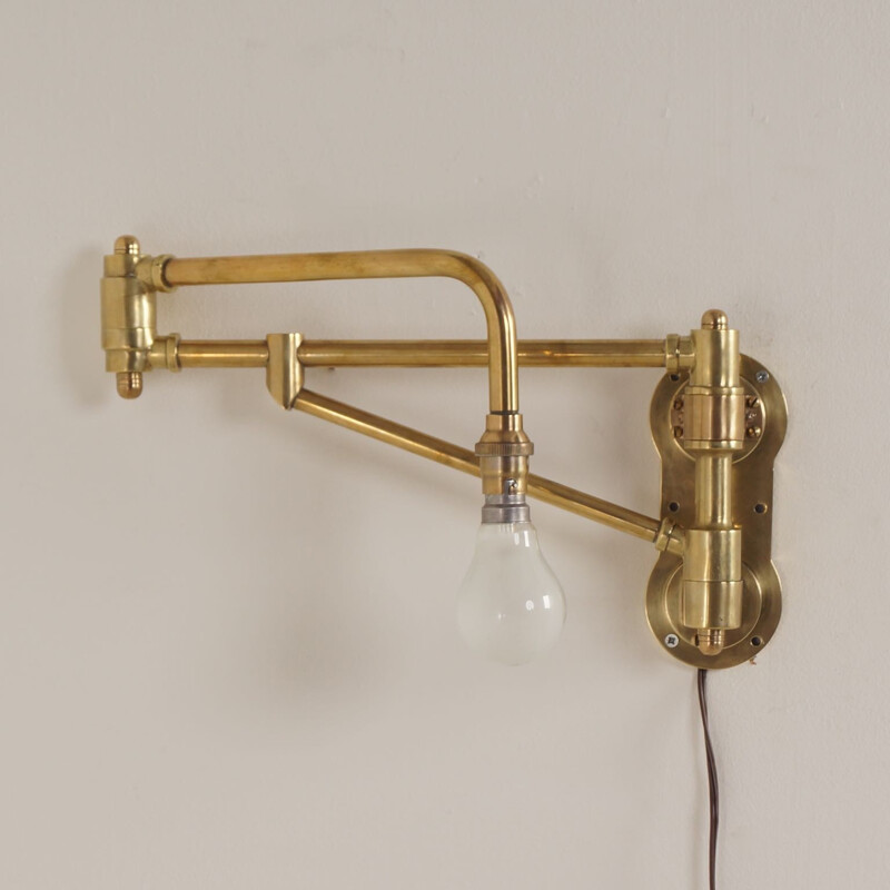 Industrial Brass Machine Workbench Lamp - 1930s