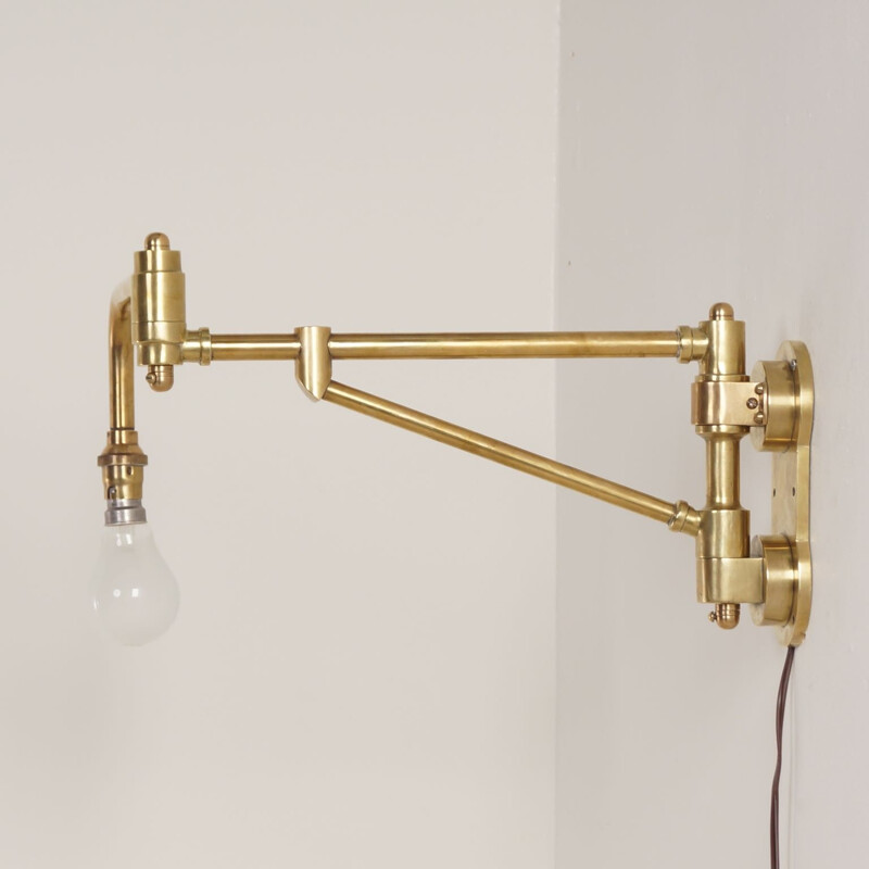 Industrial Brass Machine Workbench Lamp - 1930s