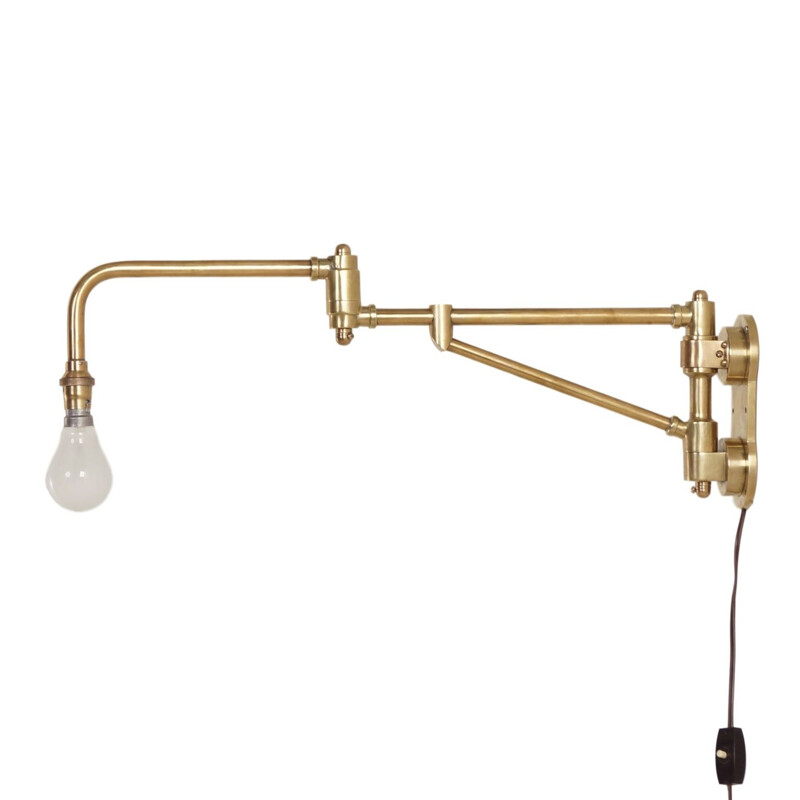 Industrial Brass Machine Workbench Lamp - 1930s