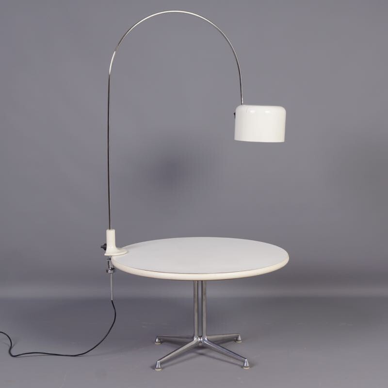 White coupe arc lamp by Joe Colombo for Oluce - 1960s