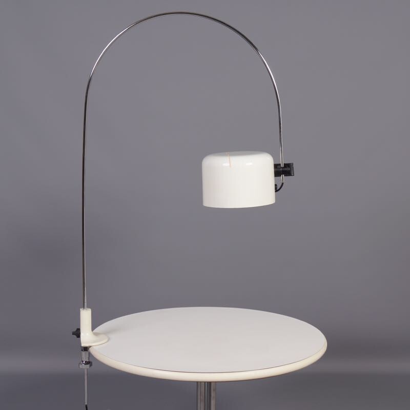 White coupe arc lamp by Joe Colombo for Oluce - 1960s