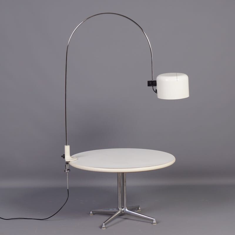 White coupe arc lamp by Joe Colombo for Oluce - 1960s