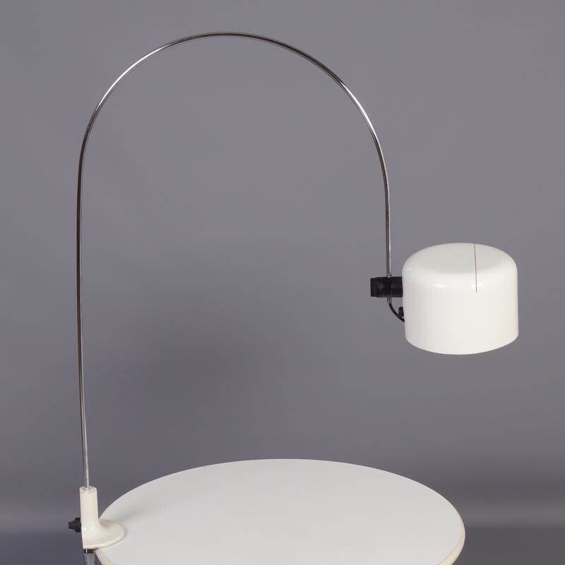 White coupe arc lamp by Joe Colombo for Oluce - 1960s