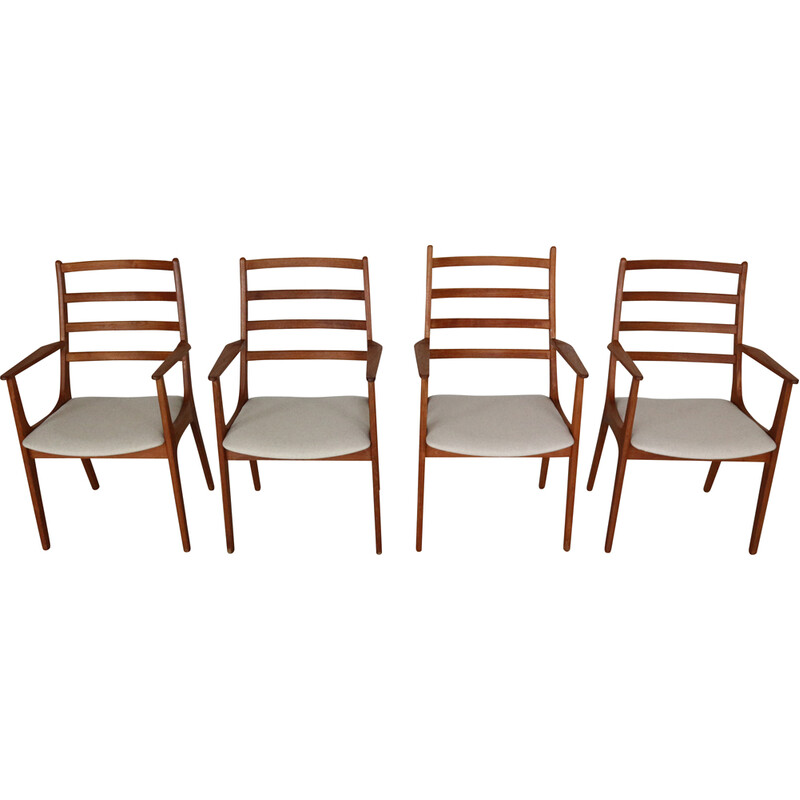 Conjunto de 4 cadeiras de jantar de teca vintage por Kai Kristiansen, Dinamarca Anos 60