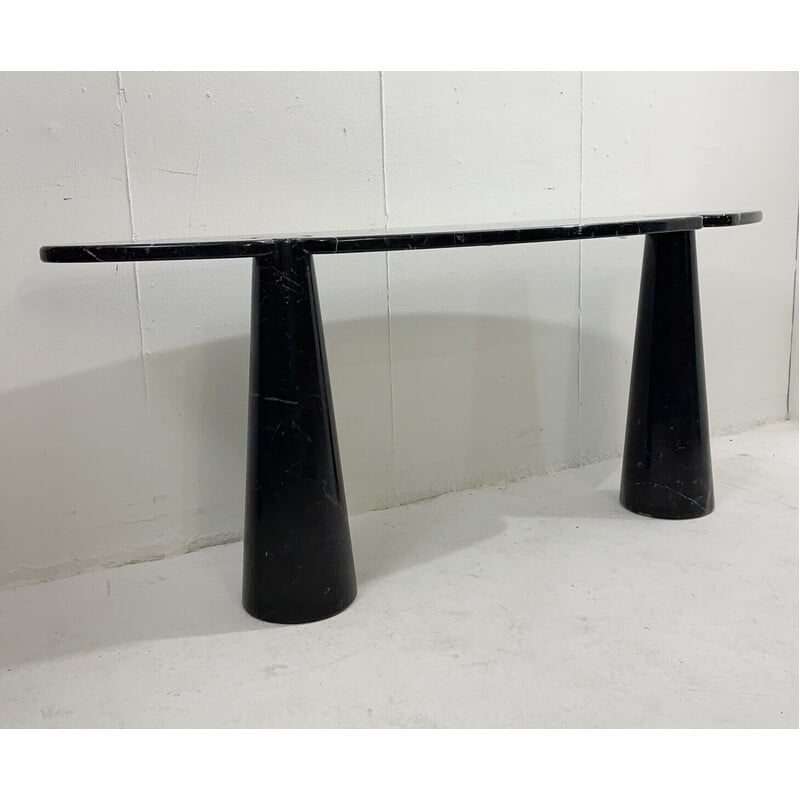 Vintage "Eros" black marble console in Nero Marquina by Angelo Mangiarotti, Italy 1970s