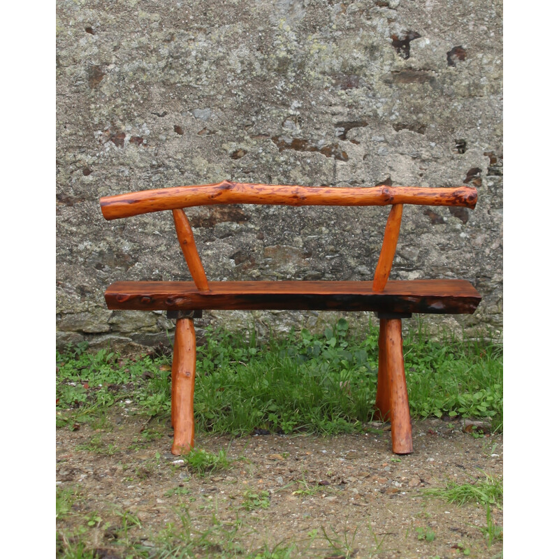 Vintage wooden brutalist bench