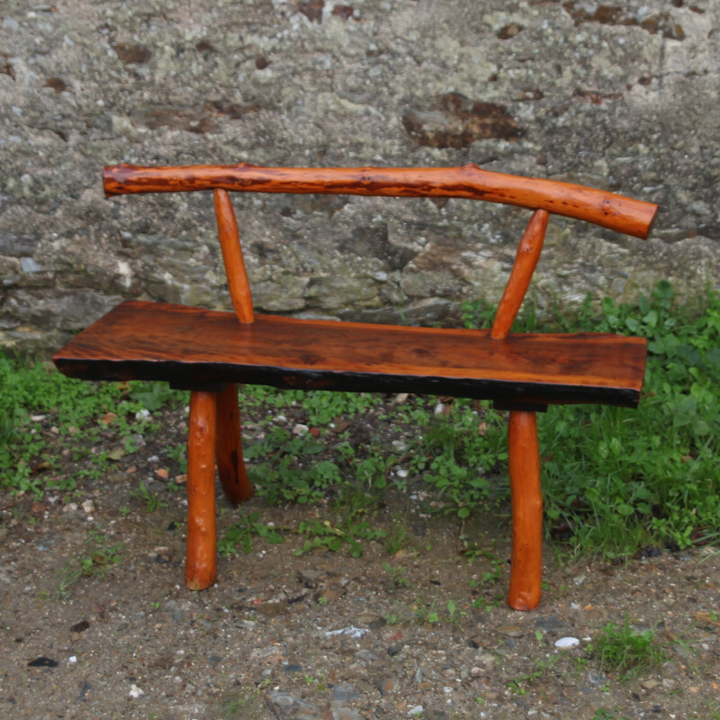 Vintage wooden brutalist bench