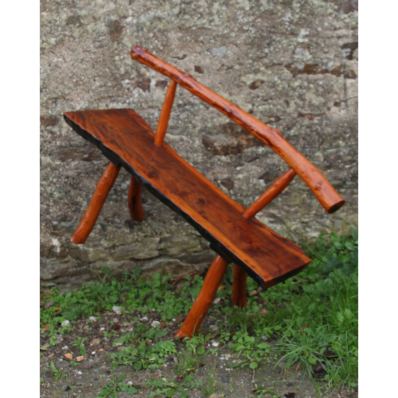 Vintage wooden brutalist bench