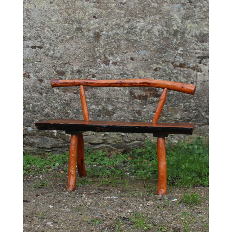 Vintage wooden brutalist bench