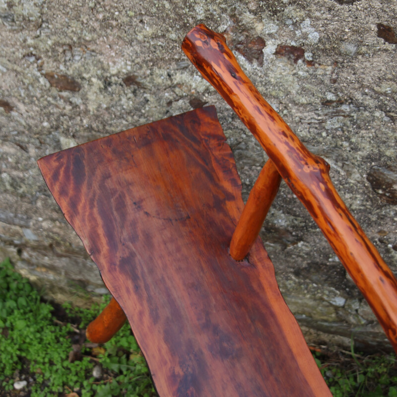 Vintage wooden brutalist bench