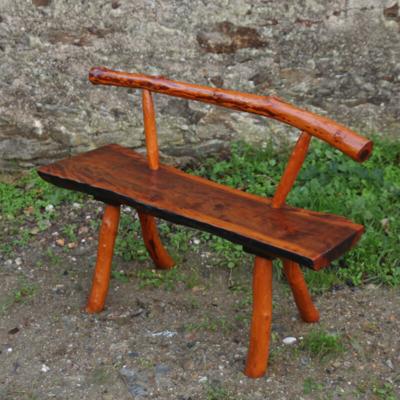 Vintage wooden brutalist bench