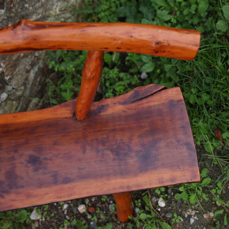 Vintage wooden brutalist bench