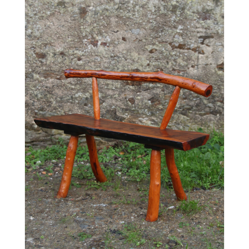 Vintage wooden brutalist bench