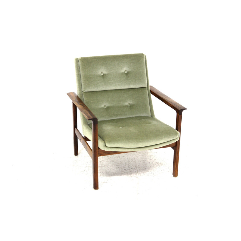 Fauteuil scandinave vintage en palissandre par Fredrik kayser pour Vatne Möbler, Norvège 1960