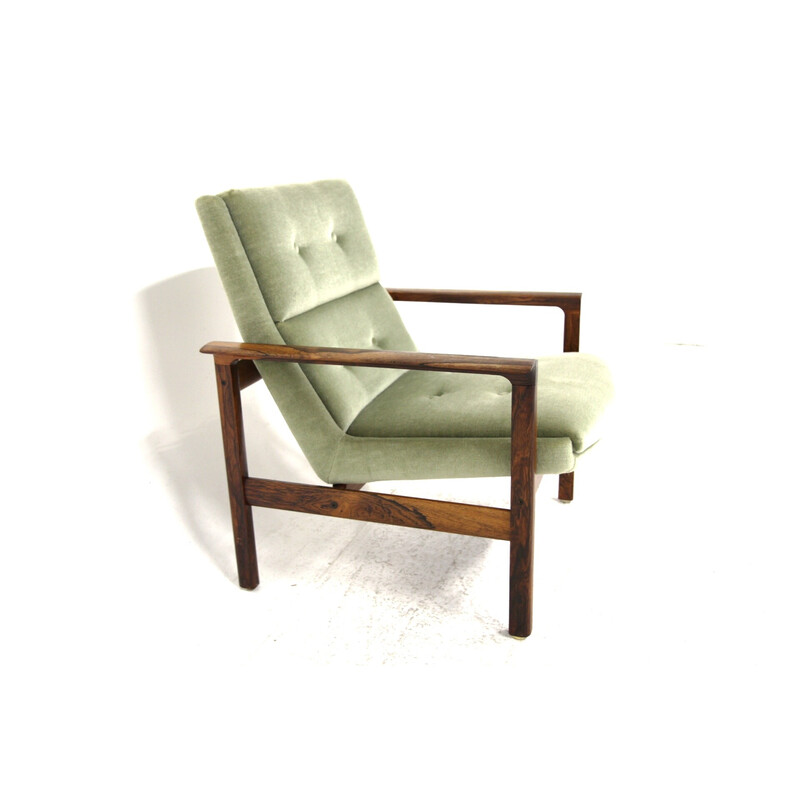 Scandinavian vintage rosewood armchair by Fredrik kayser for Vatne Möbler, Norway 1960