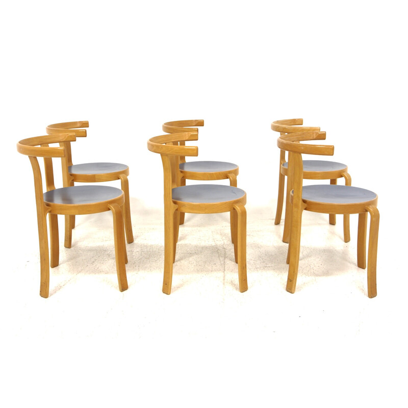 Set of 6 vintage chairs "The 8000 serie" by Rud Thygesen and Johnny Sørensen, Denmark 1980