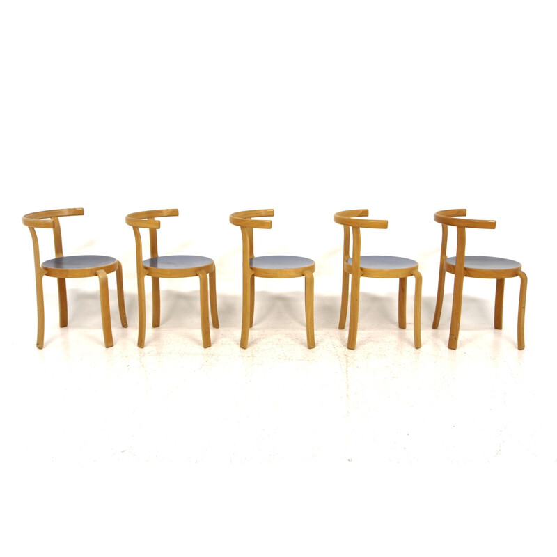 Set of 5 vintage chairs "The 8000 serie" by Rud Thygesen and Johnny Sørensen, Denmark 1980