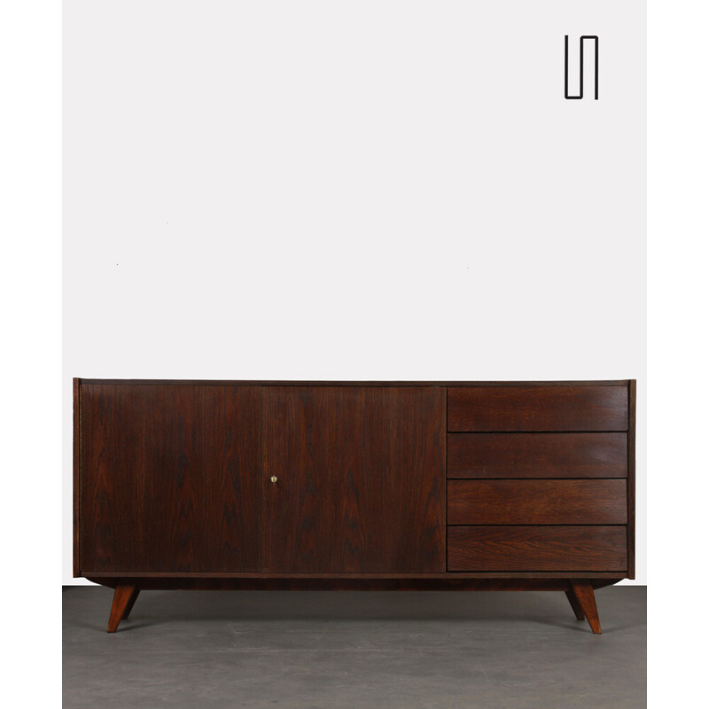 Vintage U-460 dark oakwood sideboard by Jiri Jiroutek for Interier Praha, 1960