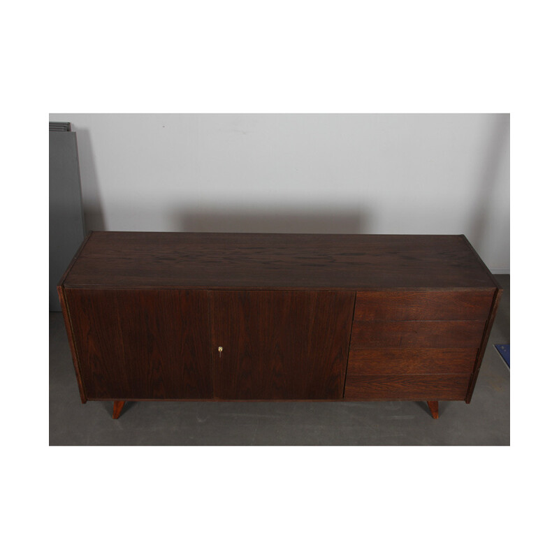 Vintage U-460 dark oakwood sideboard by Jiri Jiroutek for Interier Praha, 1960