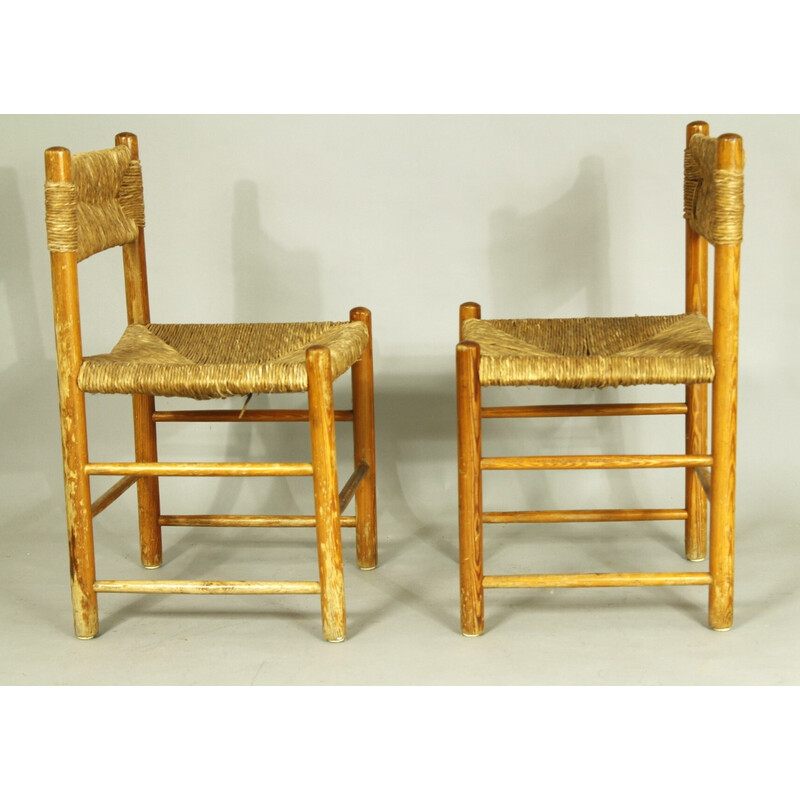 Pair of vintage Dordogne chairs by Charlotte Perriand for Robert Sentou, 1970s