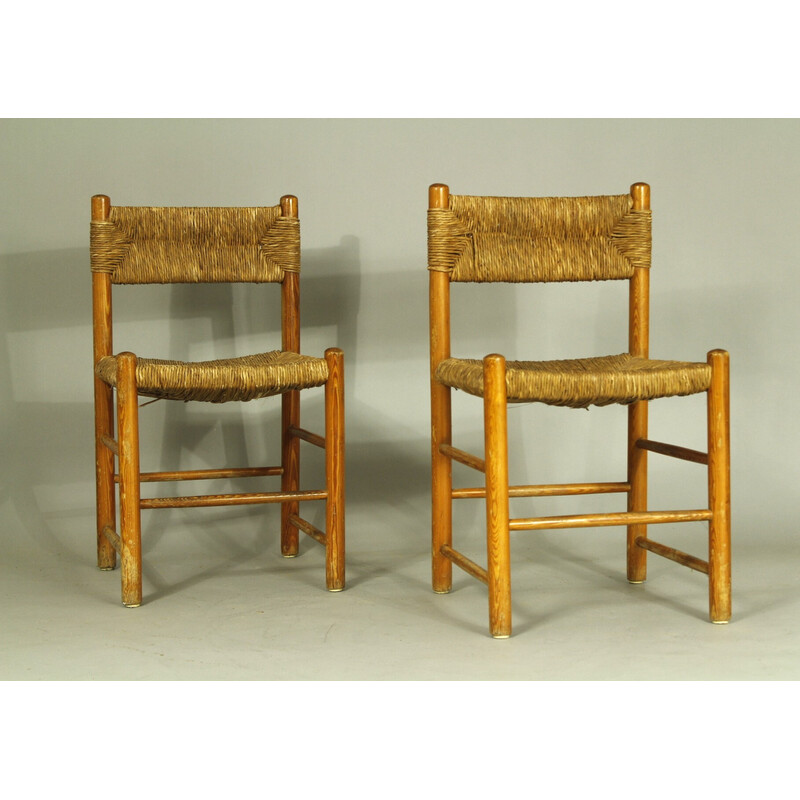 Pair of vintage Dordogne chairs by Charlotte Perriand for Robert Sentou, 1970s