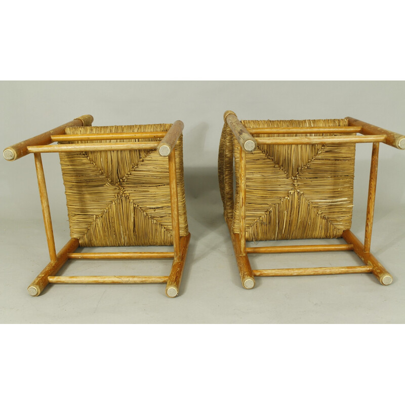 Pair of vintage Dordogne chairs by Charlotte Perriand for Robert Sentou, 1970s