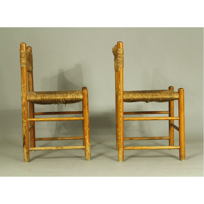 Pair of vintage Dordogne chairs by Charlotte Perriand for Robert Sentou, 1970s