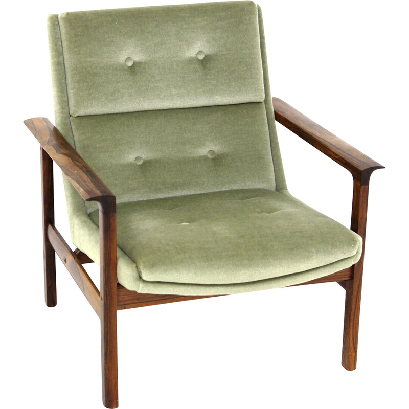 Scandinavian vintage rosewood armchair by Fredrik kayser for Vatne Möbler, Norway 1960