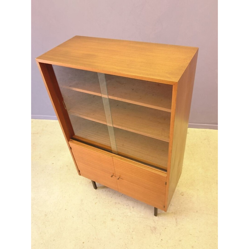 Mid-century small bookcase with a window glass - 1960s