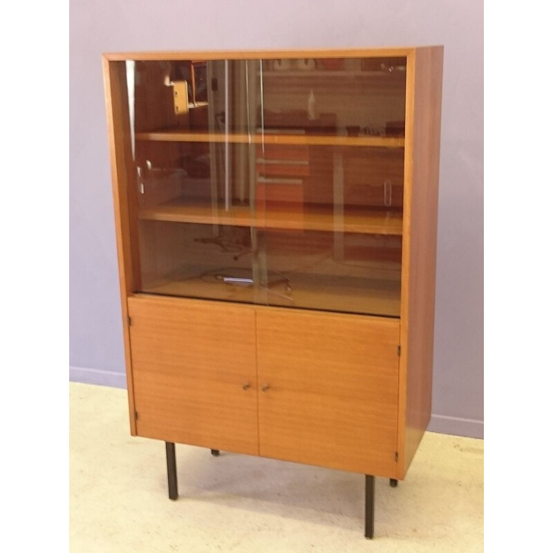 Mid-century small bookcase with a window glass - 1960s