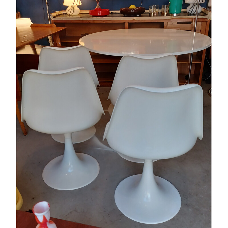 Vintage plastic, formica and white cotton dining set, 1960s