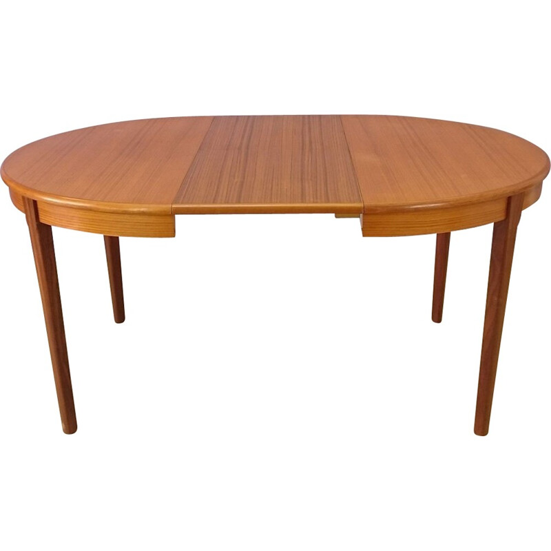 Table à repas scandinave ronde avec allonges en teck - 1960