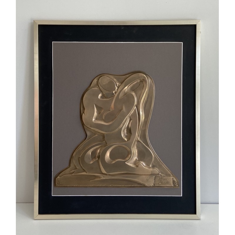 Vintage painting representing a brass sculpture, 1970