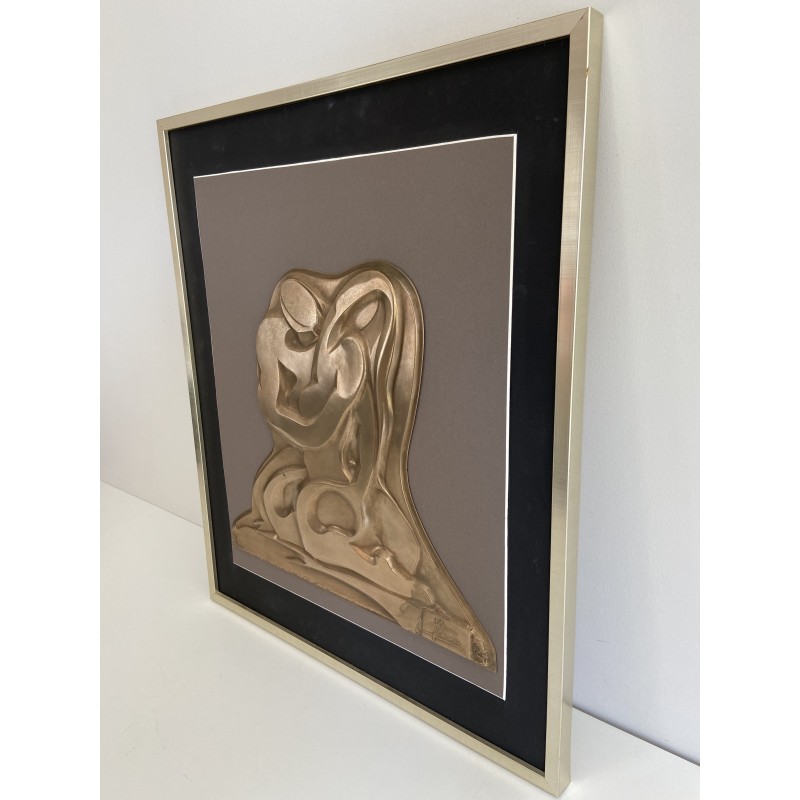 Vintage painting representing a brass sculpture, 1970