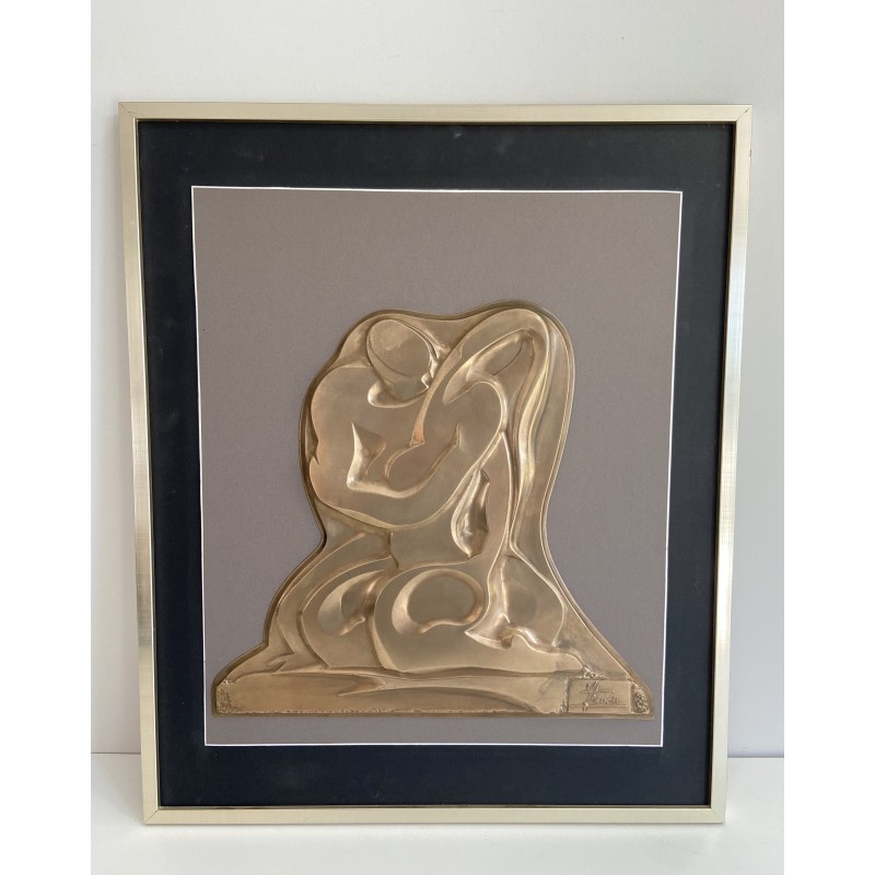 Vintage painting representing a brass sculpture, 1970