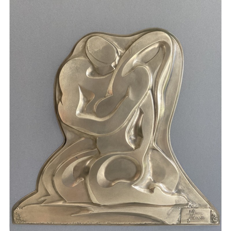 Vintage painting representing a brass sculpture, 1970