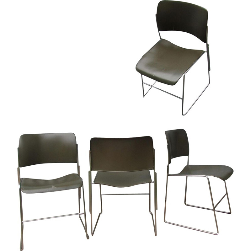 Ensemble de 4 chaises empilables de David Rowland modèle 404 - 1960