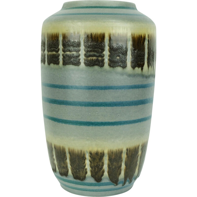 Vase multicolore en céramique à motifs abstraits produit par Scheurich - 1950