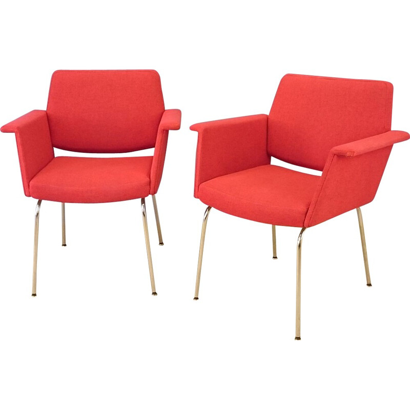 Paire de fauteuils rouges design vintage - 1960 