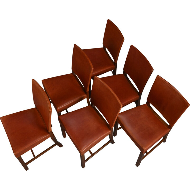 Lot de 6 chaises à repas modèle 3949 - Barcelona Chair - de Kaare Klint pour Rud Rasmussen - 1930