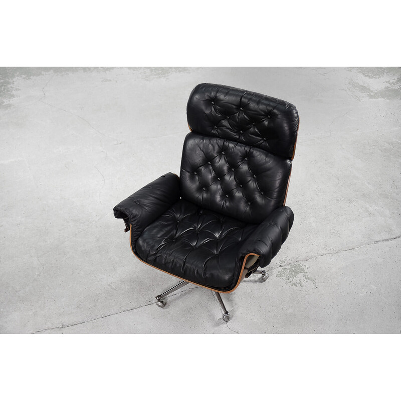 Vintage-Sessel aus Leder und gebogenem Holz von Martin Stoll für Stoll Giroflex, 1960er Jahre
