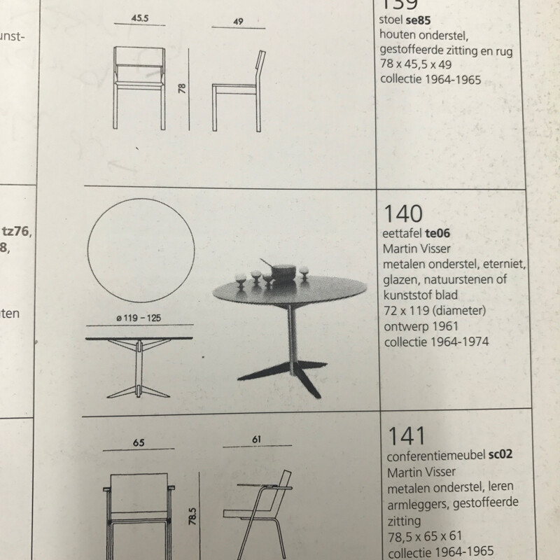 Martin Visser "TE06" chromium and natural stone dining table - 1960s