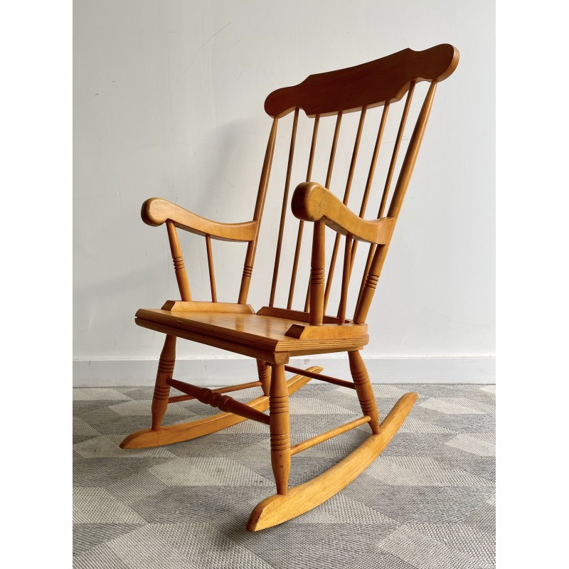 Chaise à bascule vintage en bois, 1980