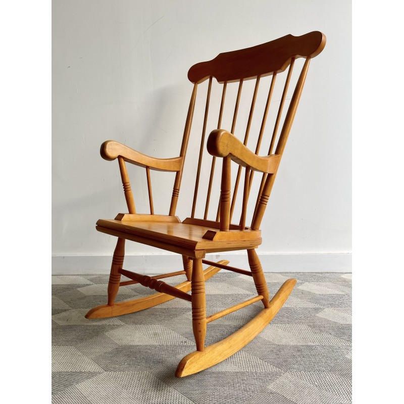 Vintage wooden rocking chair, 1980s