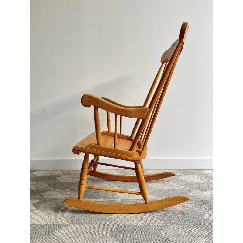 Vintage wooden rocking chair, 1980s