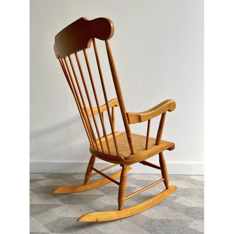 Chaise à bascule vintage en bois, 1980