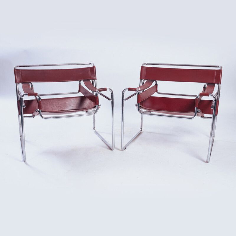 Paar vintage Wassily B3 fauteuils van Marcel Breuer